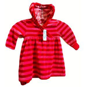 12-18M Old Navy Baby Girl Velvet Red Pink Holiday Christmas Dress w Hoodie Panty